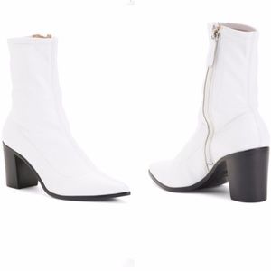 NEW Schutz Carini White Leather Heeled Boots